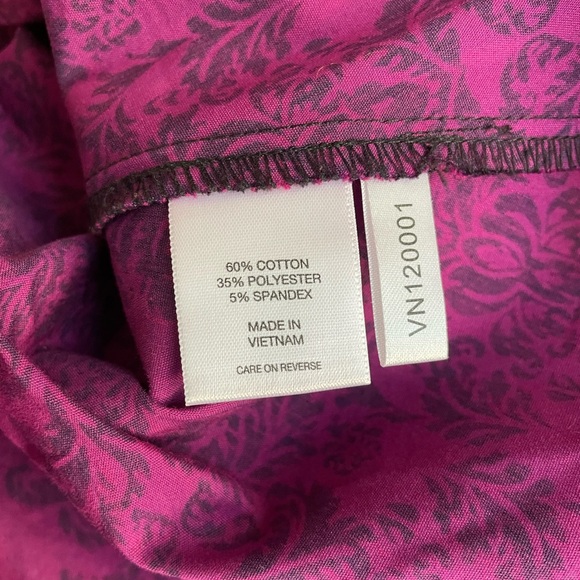New York & Company Purple and Black Floral Stretch Button Up Shirt - Picture 7 of 7